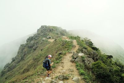 Man hiking on mountain