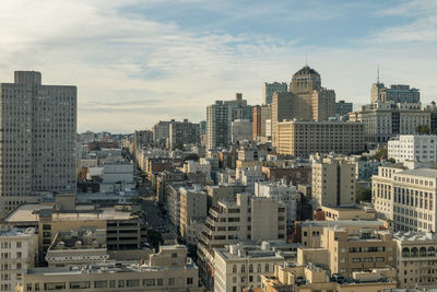 View of skyscrapers in city