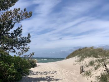 Scenic view of beach against sky