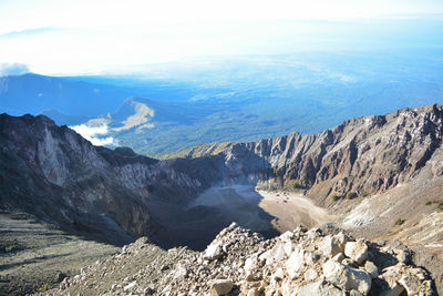 Rugged cliffs. rinjani national park, indonesia