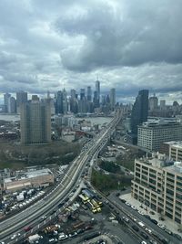 High angle view of townscape against sky