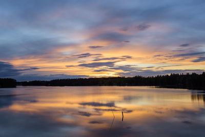 Reflection of clouds in lake during sunset