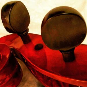 Close-up of red object on table