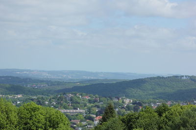 High angle view of townscape against sky