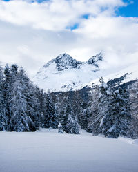 Scenic view of snowcapped mountain against sky