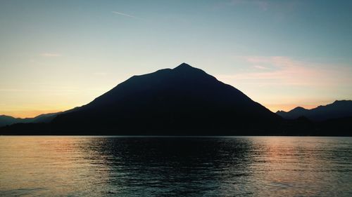 Scenic view of mountains at sunset