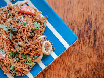 High angle view of meal served in plate