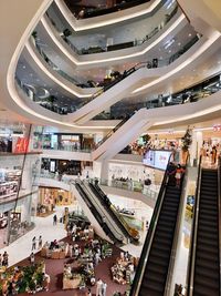 High angle view of people at shopping mall