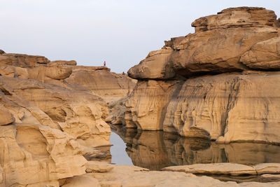 Low angle view of rock formations