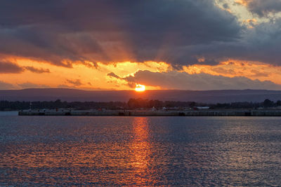 Scenic view of sea against sky during sunset