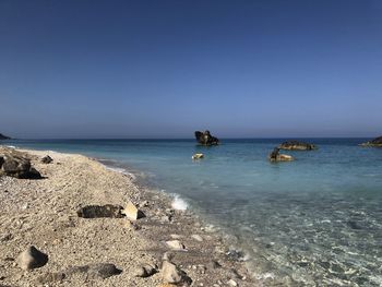 Scenic view of sea against clear sky