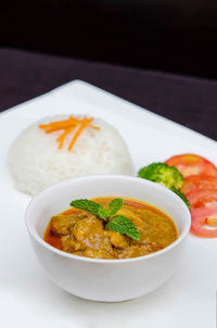 Close-up of served food in bowl