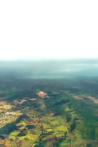 Aerial view of landscape against clear sky