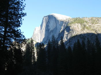 Scenic view of snowcapped mountains against clear sky