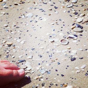 High angle view of woman standing on sand