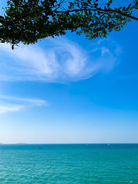 Scenic view of sea against blue sky