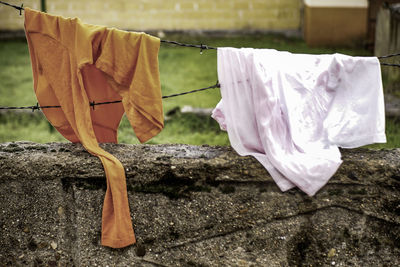 Clothes drying on clothesline