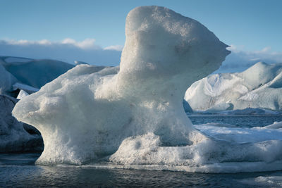 Icebergs in the glacier lagoon of joekulsarlon, winter in iceland, europe