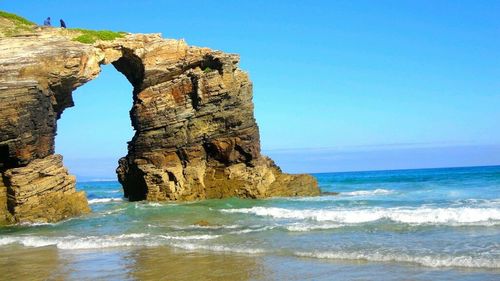 Scenic view of sea against clear sky