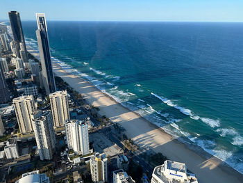 High angle view of sea against sky