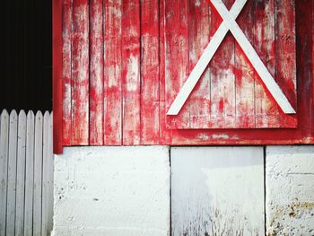 Close-up of red closed door