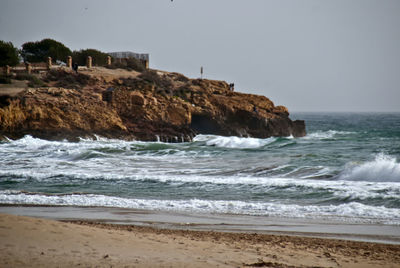 Scenic view of sea against clear sky