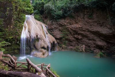 Scenic view of waterfall in forest