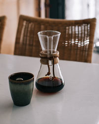 Close-up of coffee cup on table