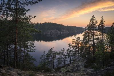 Scenic view of landscape against sky during sunset