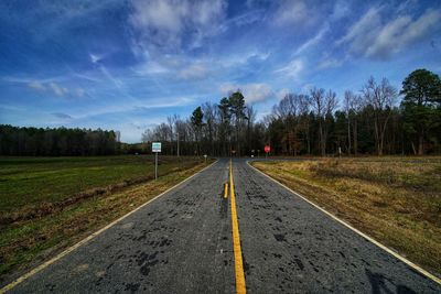 Surface level of road against sky