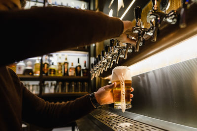 Close-up of beer in glass