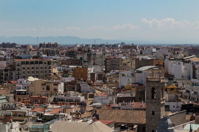 Aerial view of cityscape against sky