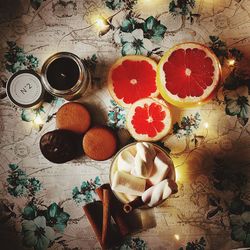 High angle view of cake on table