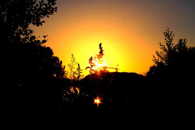 Silhouette trees against sky during sunset