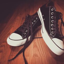 High angle view of shoes on table