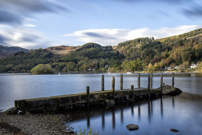 Scenic view of lake against sky