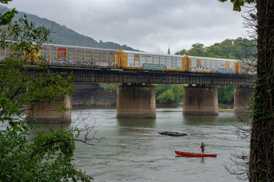 Bridge over river against sky