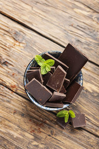 High angle view of chocolate on table