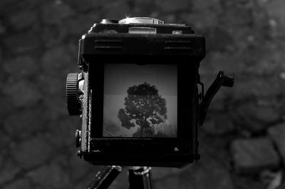 Close-up of old camera