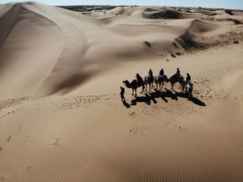 High angle view of people on sand dune