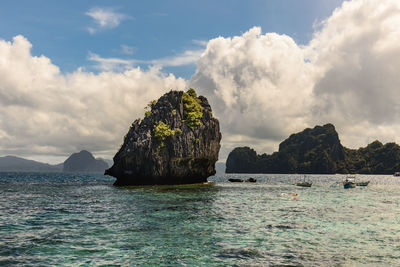 Panoramic view of sea against cloudy sky