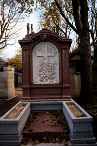 View of cemetery against building