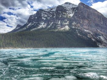 Scenic view of snowcapped mountains