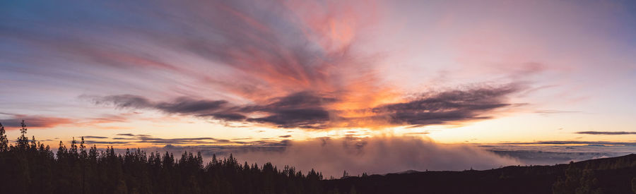 Scenic view of silhouette landscape against sky during sunset