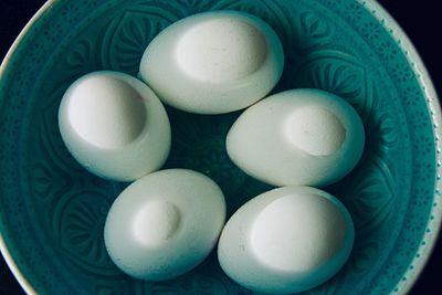 High angle view of eggs in container