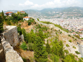 High angle view of townscape against sky