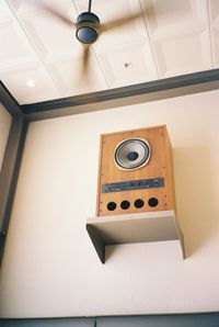 High angle view of electric lamp on wall