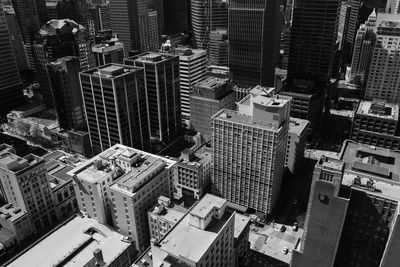 High angle view of buildings in city