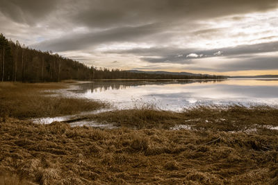 Scenic view of lake against sky