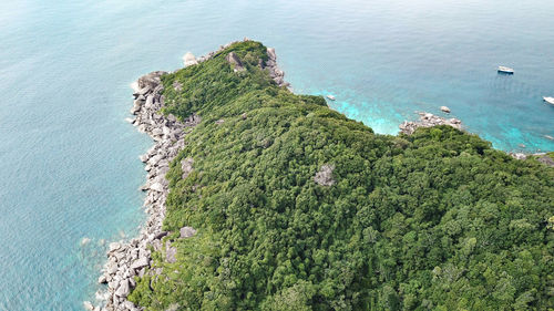 High angle view of sea against sky